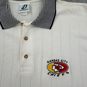 Vintage Dynasty Kansas City Chiefs Polo Shirt Mens Large Cream Textured NFL 90s